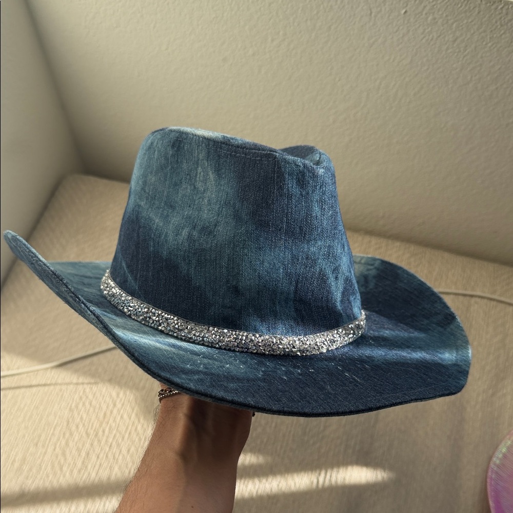 Blue Denim Cowboy Hat with Sparkle Band